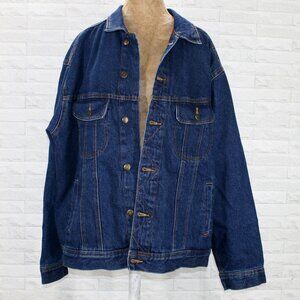 WRANGLER Coat Blue Jean Denim Farm Chore Red Black Buffalo Plaid Lined Men's XXL